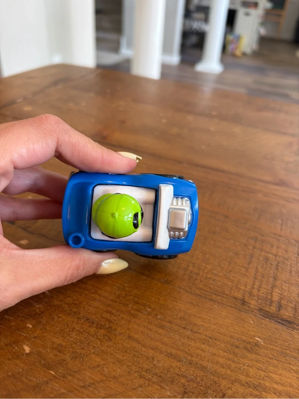 Fisher Price Little People blue car wheelie as is